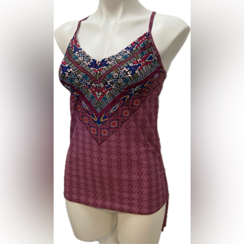 PRANA SWIM PATTERN RUCHED TANKINI TOP